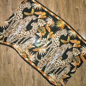 Cheetah Leopard Tropical Jungle Fashion Scarf Wrap Sarong Large 64"X42" EUC